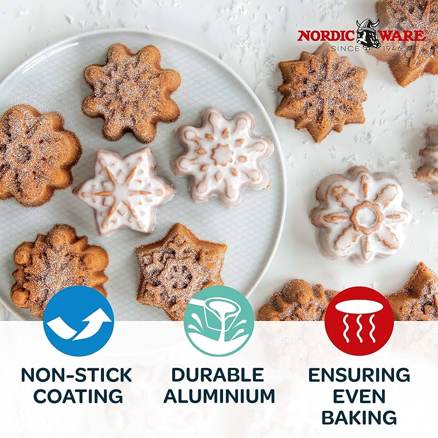 Amazon | Nordic Ware Frozen Snowflake Cakelet Pan, Metallic